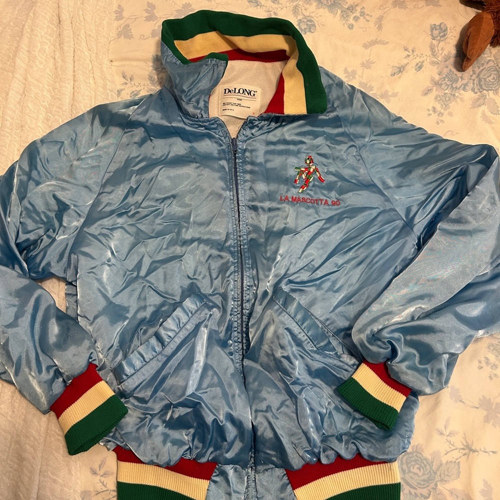 DeLONG La Mascotta ‘90 Italia 1990 Silk Bomber Jacket With Italian Flag Details